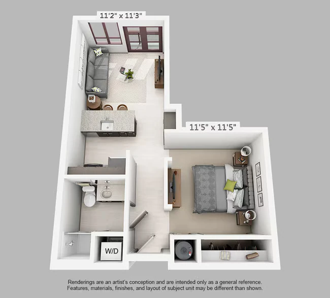 Open 1 Bedroom (S3) 321 321 floor plan